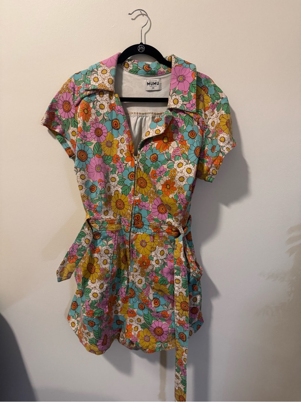 Show Me Your MuMu Floral Zip Dress with Belt in Pink, Yellow & Aqua